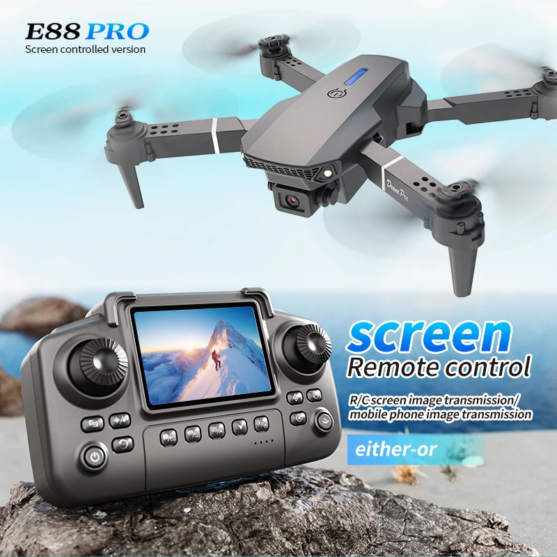 Drone E88 Rc Quadcopter - Professionele E88 PRO Drone met scherm,